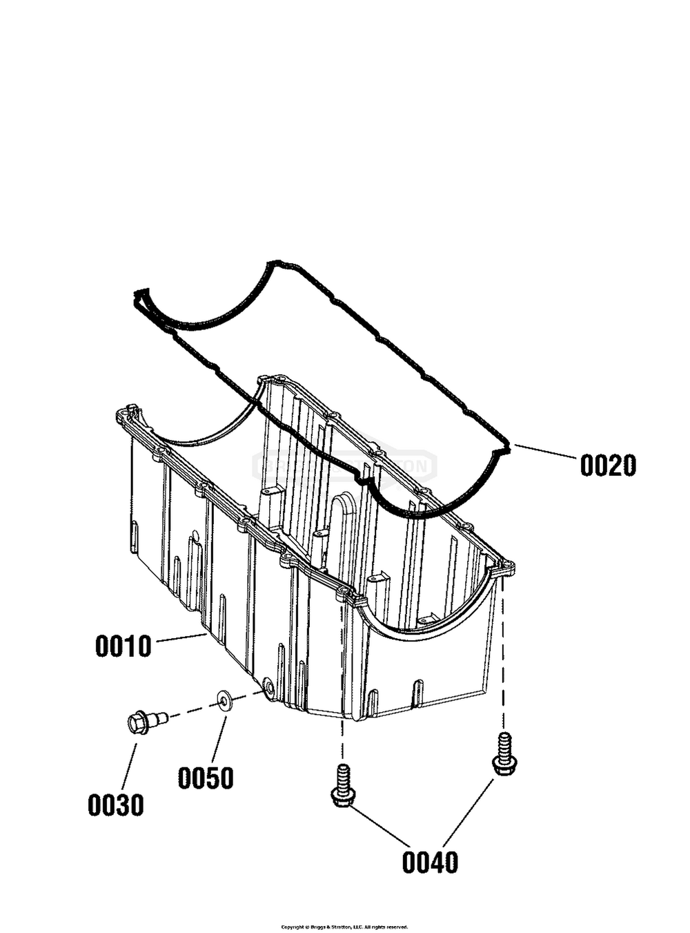 Engine Group - Oil Pan Diagram and Parts List for 080015-02  Briggs and Stratton Generator